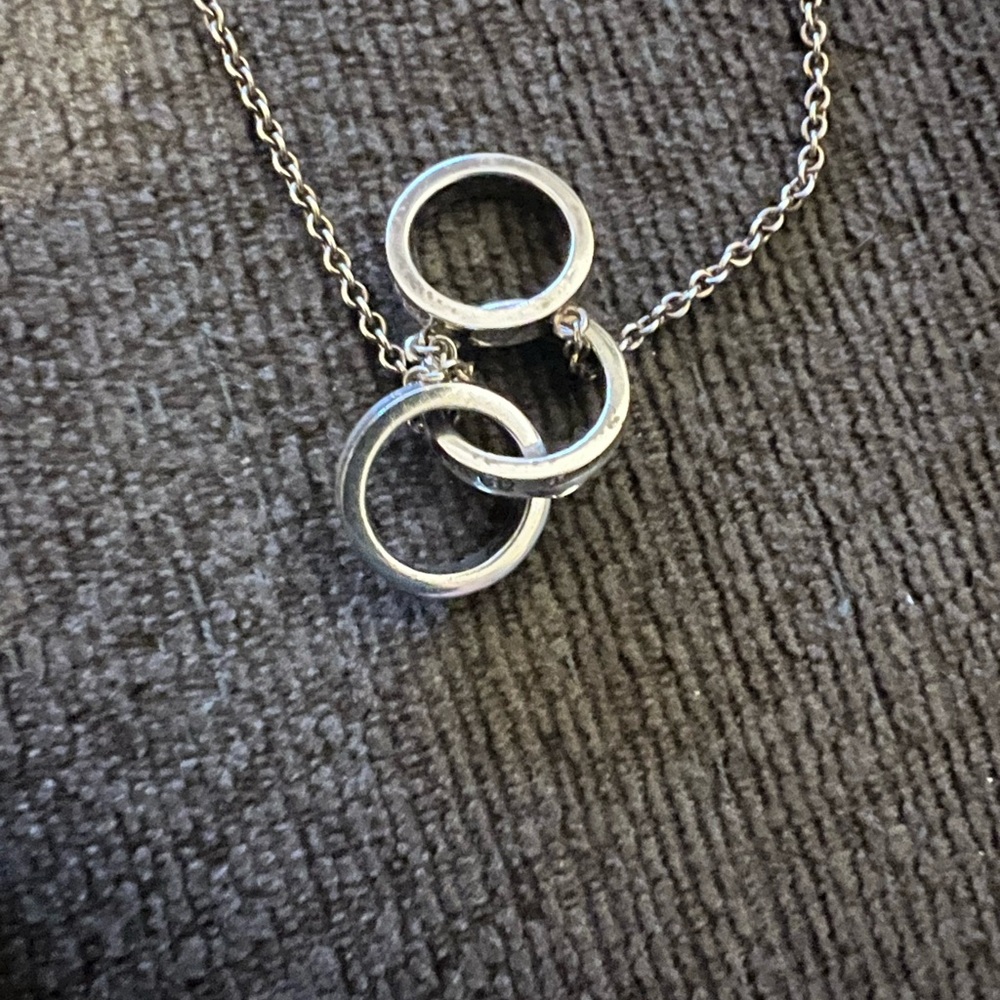 Rare Tiffany & Co Silver 1837 Interlocking Ring Circles Pendant 17.5" Necklace